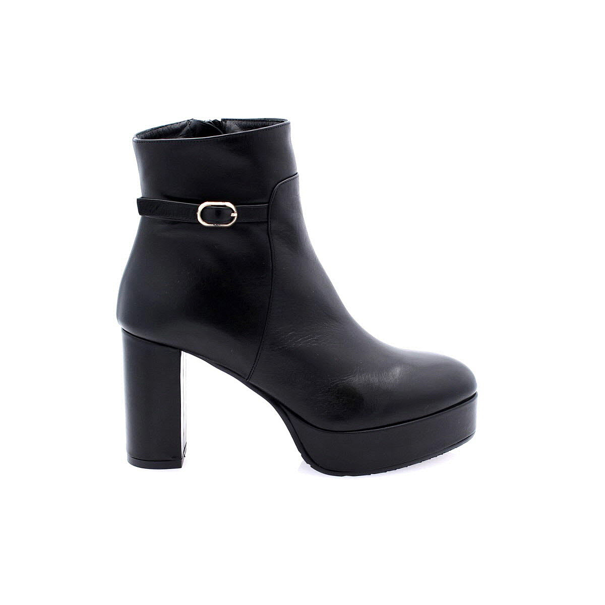 ALBANO Bottines Femmes en cuir a plateau Noir Degrif