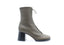 AGL Luisa boots in khaki textured leather with green laces, thick 5 cm heel and zipper closure, ideal for fall and winter.