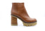 AGL Natalia Lowboot in praline brown leather with 6 cm wood-style heel and side zip closure