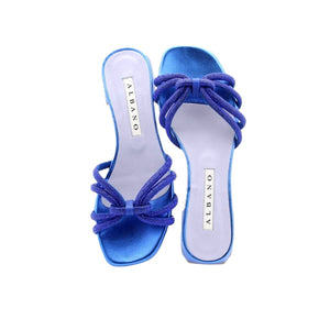 ALBANO - Mules plates Femmes en strass - Bleu