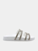 Sandals with silver rhinestones - White