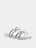 Sandals with silver rhinestones - White