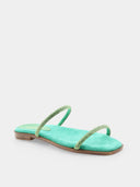 Suede flat mules - Green