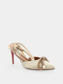 Satin Heeled Sandals - Gold
