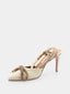 ALBANO - Satin heeled sandals - Gold 