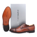 ANTONIO MAURIZI - Men's leather brogue decorated with perforations - Cognac