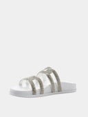 Sandals with silver rhinestones - White