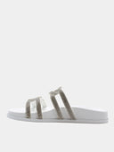 Sandals with silver rhinestones - White