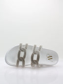 Sandals with silver rhinestones - White