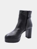 Platform leather ankle boots - Black