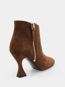 Suede leather ankle boots - Brown