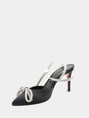 Satijnen pumps met hak - Zwart