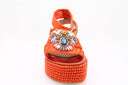 Platform raffia sandal - Orange
