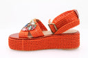 Platform raffia sandal - Orange