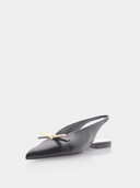 Platte slingback met strik - Zwart