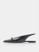 Platte slingback met strik - Zwart