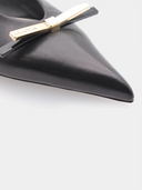Platte slingback met strik - Zwart