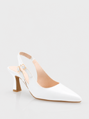GEIR Escarpin slingback en cuir - Blanc cassé