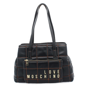  LOVE MOSCHINO® - Sac Femmes porté épaule matelassé avec logo doré - Noir