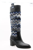 MISSONI - Sophic Boot Chevron Wave - Blue and Black 