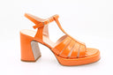 MOMENTO MODA - Patent leather heeled sandal - Orange