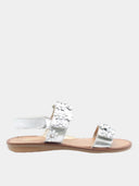 Open kindersandalen met zilveren bloemen - Zilverkleurig