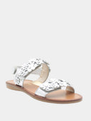 Open kindersandalen met zilveren bloemen - Zilverkleurig