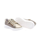 Laminated leather and quilted fabric trainers - Gold
