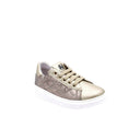 Laminated leather and quilted fabric trainers - Gold