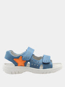 Oranje sandalen met open teen en sterretje voor kinderen - Azuurblauw