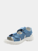 Kids' open-toe sandals with orange star straps - Azure blue