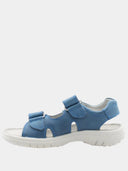 Kids' open-toe sandals with orange star straps - Azure blue