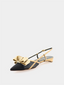 RUPERT SANDERSON - Fay 05 Bow Sling - Gold and Black 