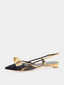 RUPERT SANDERSON - Fay 05 Bow Sling - Gold and Black 