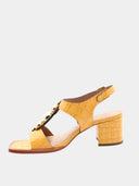 Leather heeled sandals - Yellow