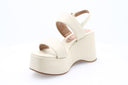 Leren platformsandalen - Ivoor