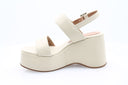 Leren platformsandalen - Ivoor