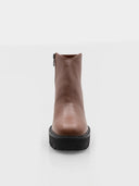 Bottines en cuir à talon haut – Cognac - Momento Moda