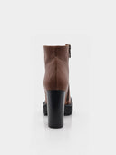 Bottines en cuir à talon haut – Cognac - Momento Moda