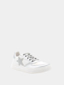 Lage kindersneakers met zilveren ster - Wit en zilver