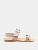 Platte sandalen Glenn met roze en zilveren bloemen - Oudroze