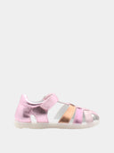 Gesloten kindersandalen met klittenbandsluiting - Metallic roze