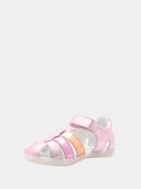 Kids' closed-toe sandals with Velcro strap - Metallic pink