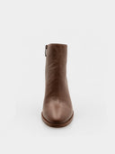 Bottines en cuir à talon haut – Cognac - Marque OHA